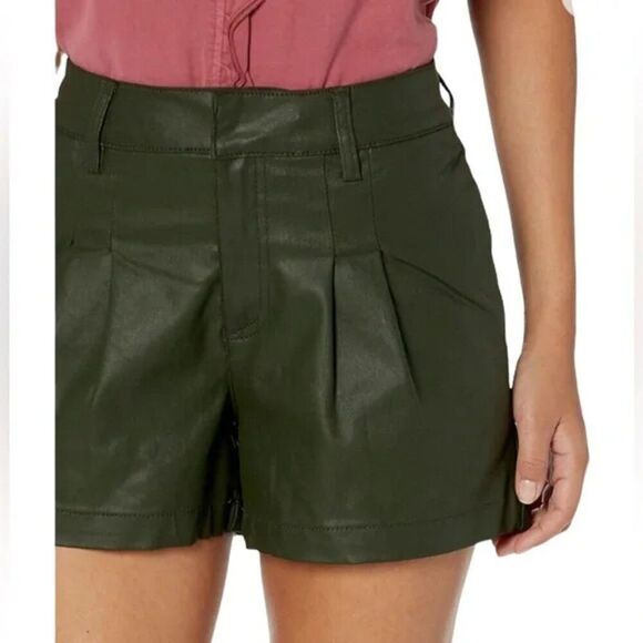 KUT FROM THE KLOTH Willa Coated Pleated Shorts Dark Green size 10 - Picture 4 of 8